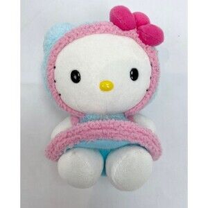 Sanrio Blip Hello Kitty Plush Toy 1976 Blue Dress Pink Bow Winter Wonderland